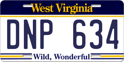 WV license plate DNP634