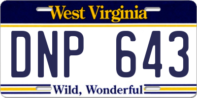 WV license plate DNP643