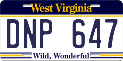 WV license plate DNP647