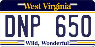 WV license plate DNP650
