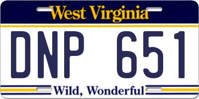 WV license plate DNP651