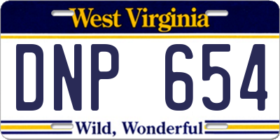 WV license plate DNP654