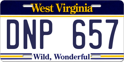 WV license plate DNP657