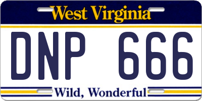 WV license plate DNP666