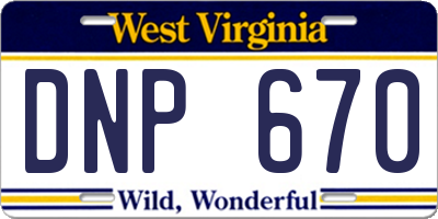 WV license plate DNP670