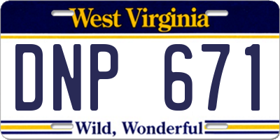 WV license plate DNP671