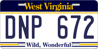WV license plate DNP672