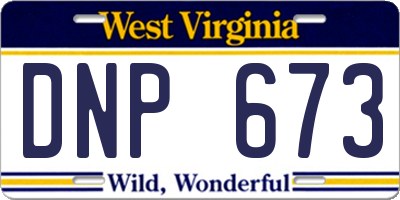 WV license plate DNP673