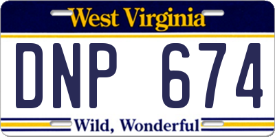 WV license plate DNP674