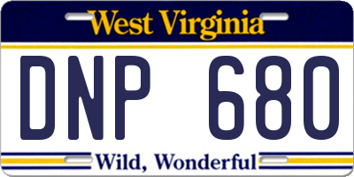 WV license plate DNP680
