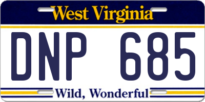 WV license plate DNP685