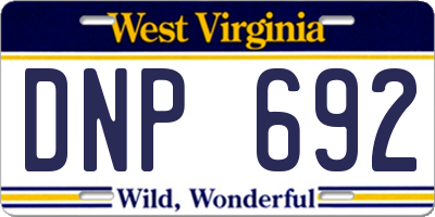 WV license plate DNP692