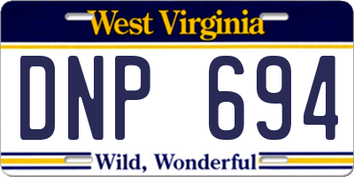 WV license plate DNP694