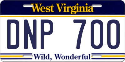 WV license plate DNP700