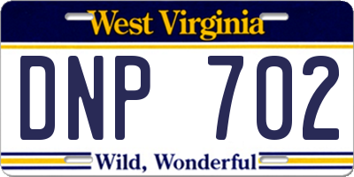 WV license plate DNP702