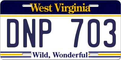 WV license plate DNP703