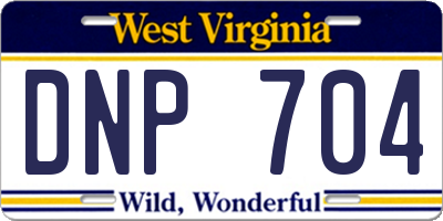 WV license plate DNP704