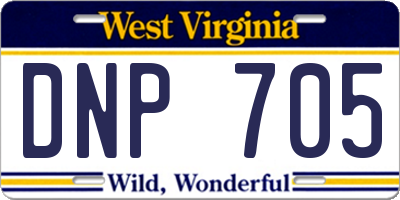WV license plate DNP705