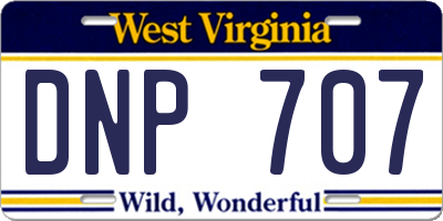 WV license plate DNP707
