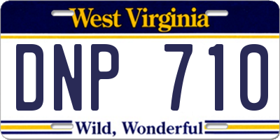 WV license plate DNP710