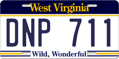 WV license plate DNP711
