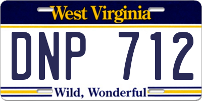 WV license plate DNP712