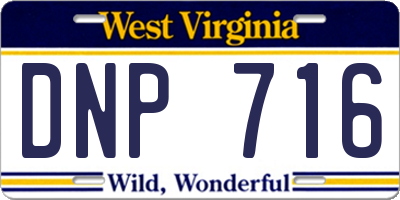 WV license plate DNP716