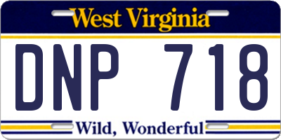 WV license plate DNP718