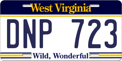 WV license plate DNP723