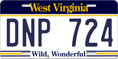 WV license plate DNP724