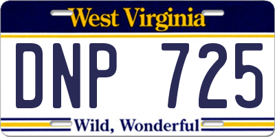 WV license plate DNP725