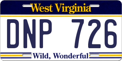 WV license plate DNP726