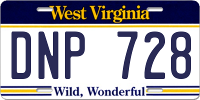 WV license plate DNP728