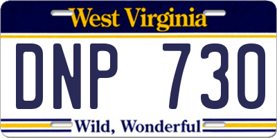 WV license plate DNP730