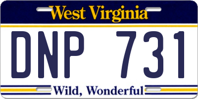 WV license plate DNP731