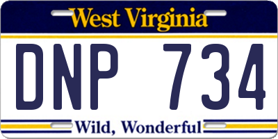WV license plate DNP734