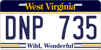WV license plate DNP735