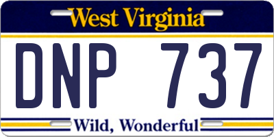 WV license plate DNP737