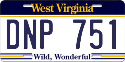 WV license plate DNP751