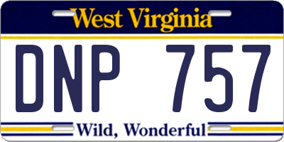 WV license plate DNP757