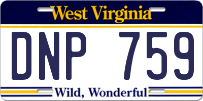 WV license plate DNP759