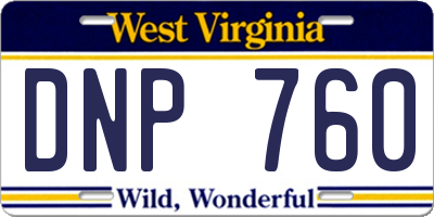WV license plate DNP760