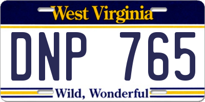 WV license plate DNP765