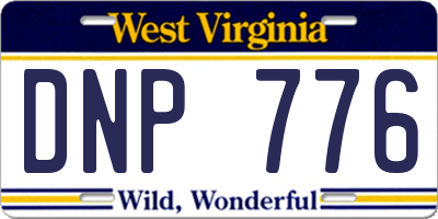 WV license plate DNP776