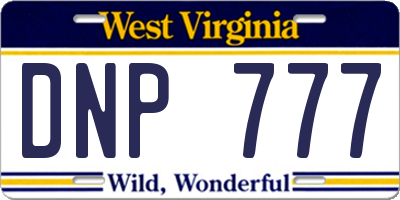 WV license plate DNP777