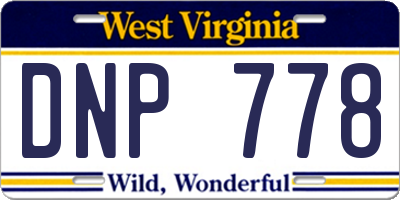 WV license plate DNP778