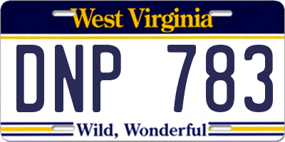 WV license plate DNP783