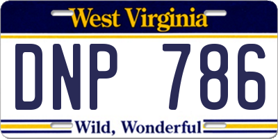 WV license plate DNP786