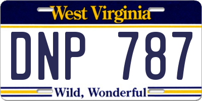 WV license plate DNP787