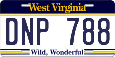 WV license plate DNP788